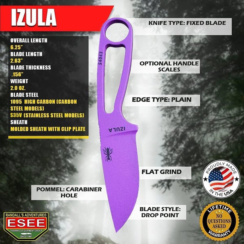 ESEE Izula Fixed Blade Knife w/Molded Polymer Sheath and Clip Plate - Image 4
